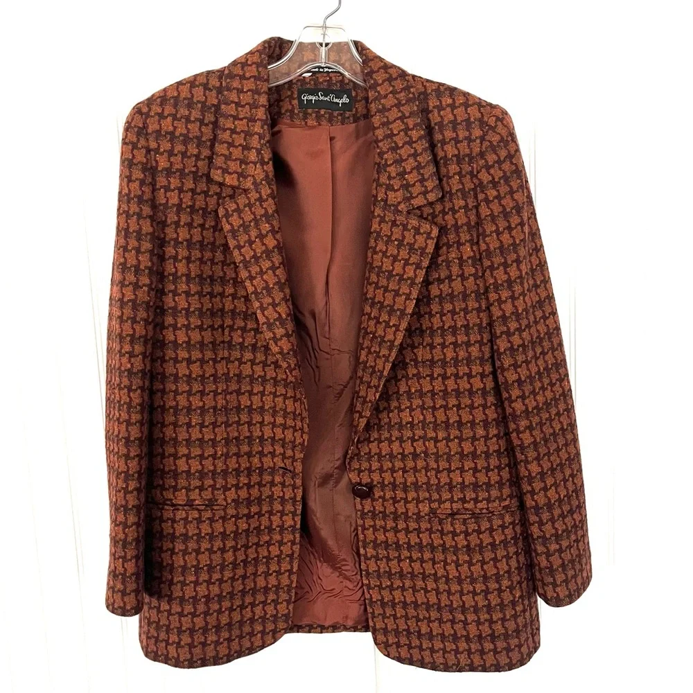 Giorgio Sant'Angelo Women's Brown Houndstooth Blazer - Picture 2 of 11